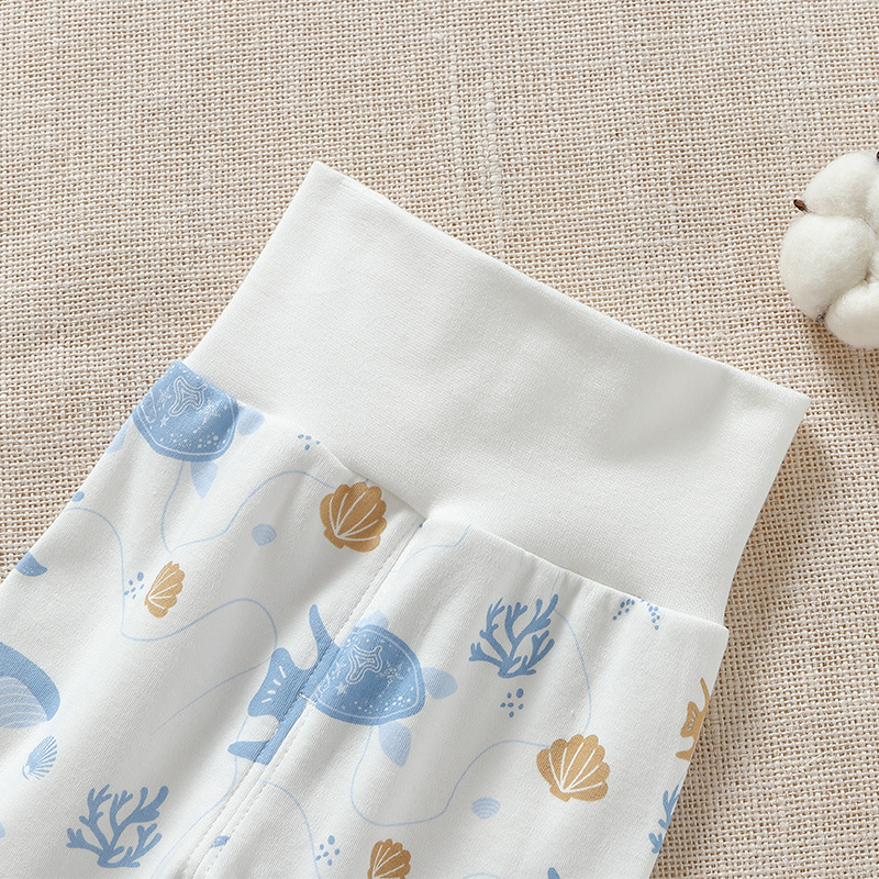 Picture of Baby underwear spring and autumn pure cotton boneless high waist belly protection newborn baby pajamas male baby autumn clothes long pants suit