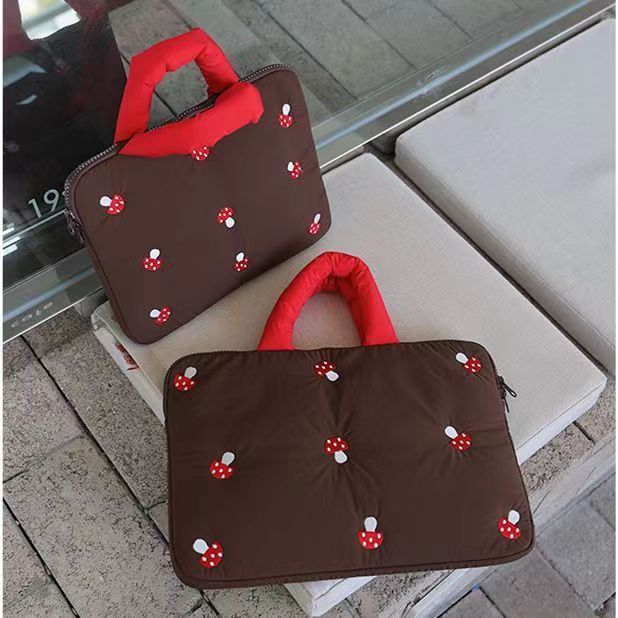Picture of Little Mushroom Contrast Color Notebook Shockproof Computer Bag for Women Suitable for Apple 14inch 16inch Handbag iPad Storage