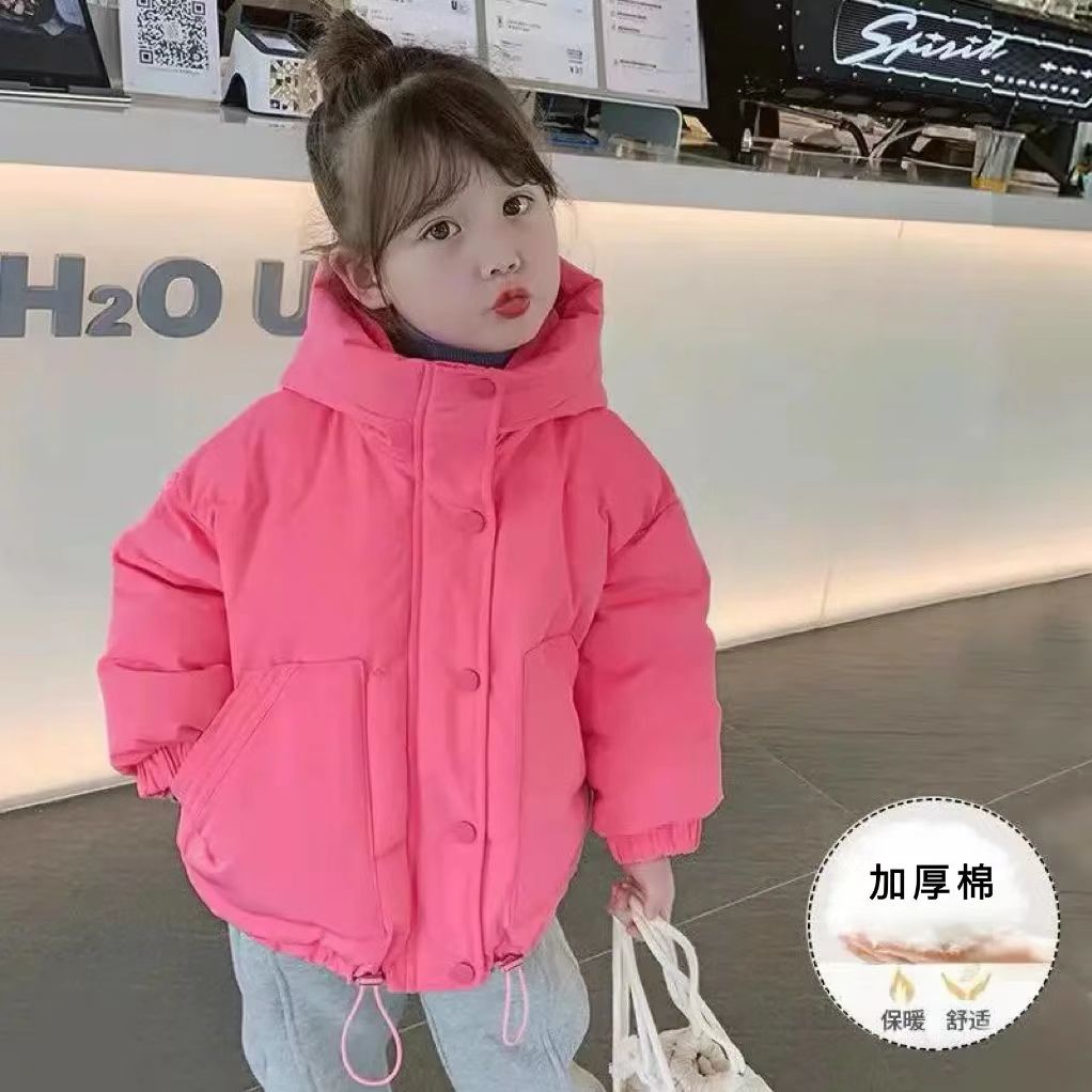 Girls' Cotton-padded Clothes Autumn and Winter Clothes New Style Girls Children's Fashionable Cotton-padded Coat Children's Bread Clothes Short Cotton-padded Coat Coat Trendy