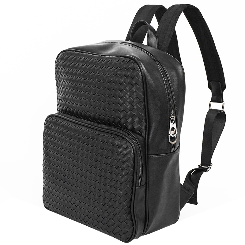 Picture of Korean style woven business backpack trendy computer bag fashionable large capacity travel backpack simple student schoolbag