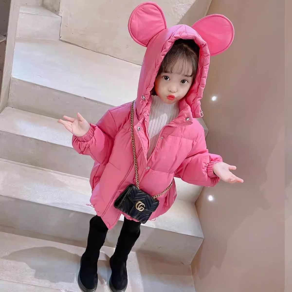 Picture of Children's Clothing Women's Mid-length Cotton-padded Coat Thickened 2024 Winter Clothing New Mid-length Children's Warm Cotton-padded Coat Korean Style Coat Women's Cotton-padded Jacket