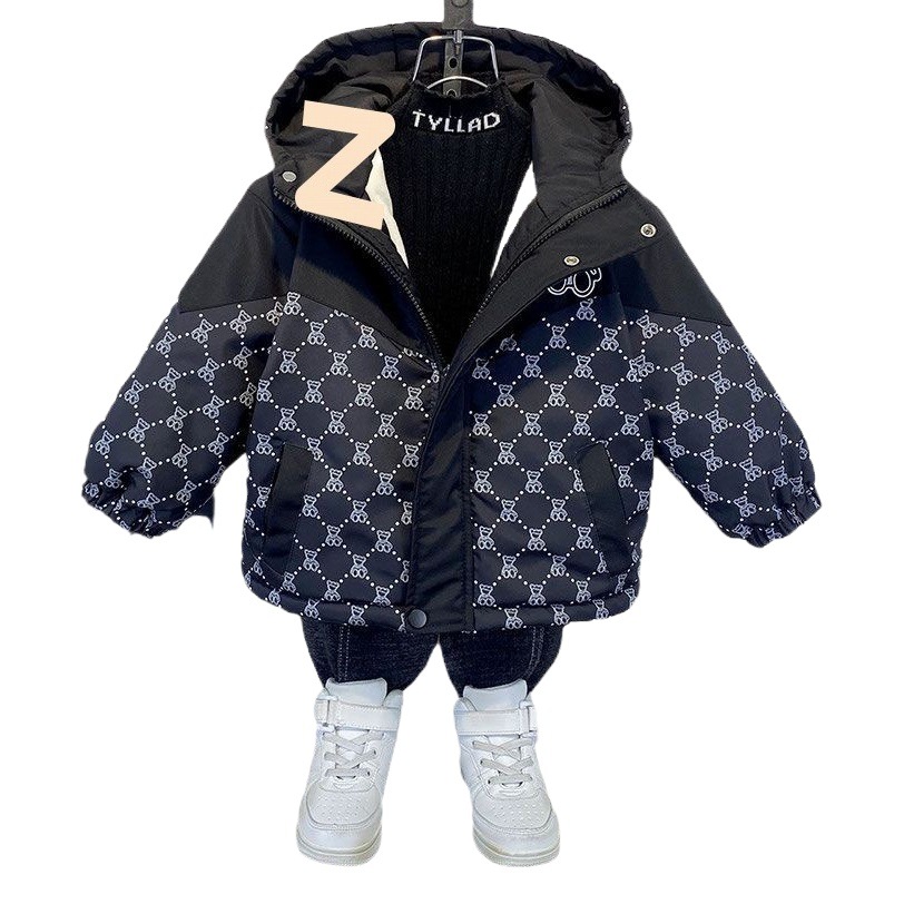 Boys' fleece-lined thickened 2023 New Winter Children's thickened cotton-padded jacket baby fleece-lined cotton-padded jacket boys' cotton-padded jacket