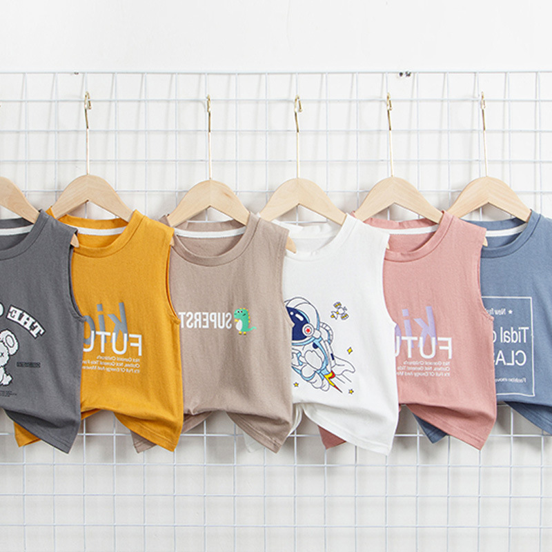 Children's Waistcoat Cotton Girls Boys Baby New Summer Sweatshirt Wholesale Summer Thin Sports Sleeveless T-shirt