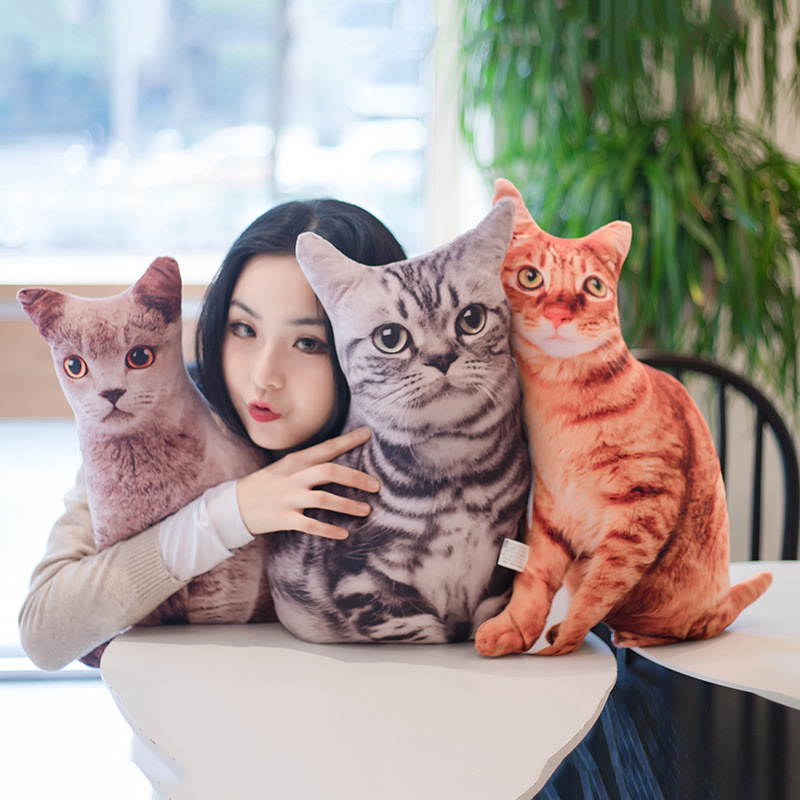 Picture of Creative simulation 3D three-dimensional Cat pillow Tiger Cat plush toy doll children's comfort doll wholesale