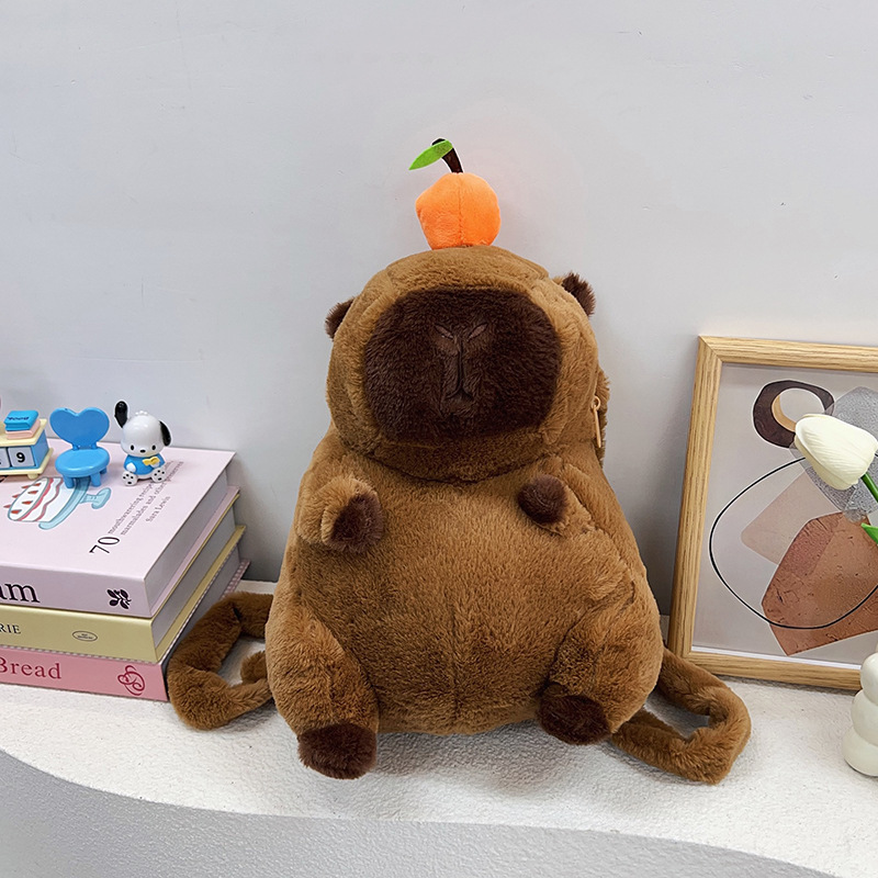 Picture of New school season children's backpack cute capybara shoulder shoulder stuffed bag kapibala student bag wholesale