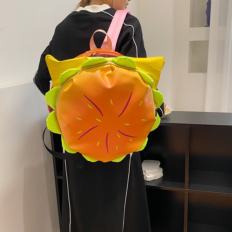 Picture of Cute Cheese Hamburger Niche Design Funny Crossbody Bag Women's Casual Creative Cartoon Backpack Large Capacity Schoolbag