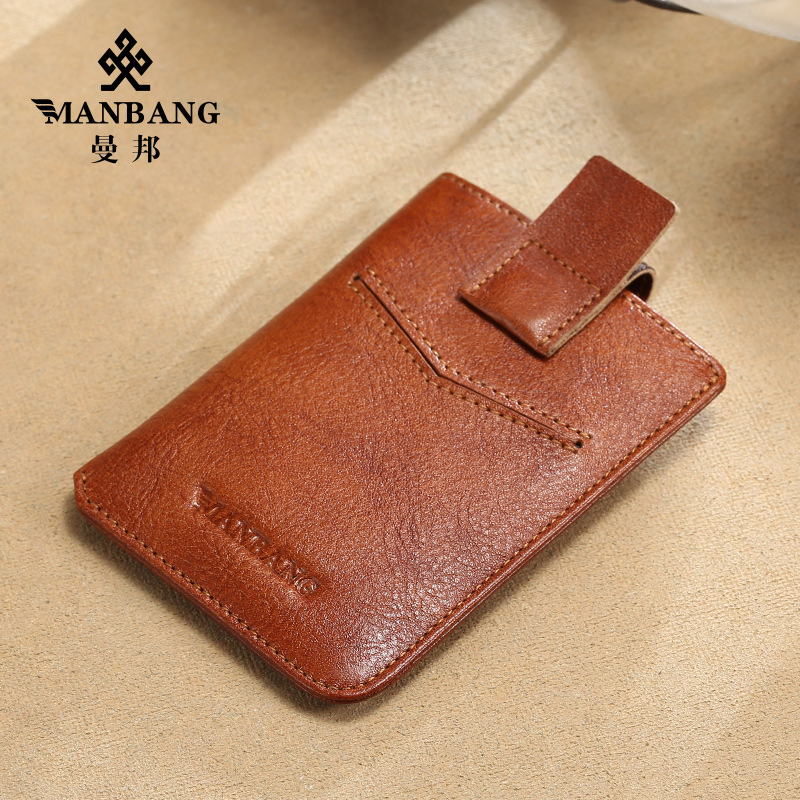 Picture of Cross-Border Dropshipping Manbang Men's Card Holder Anti-Theft Brush Thin First-Layer Cowhide Driver's License Leather Case Compact Mini Card Holder