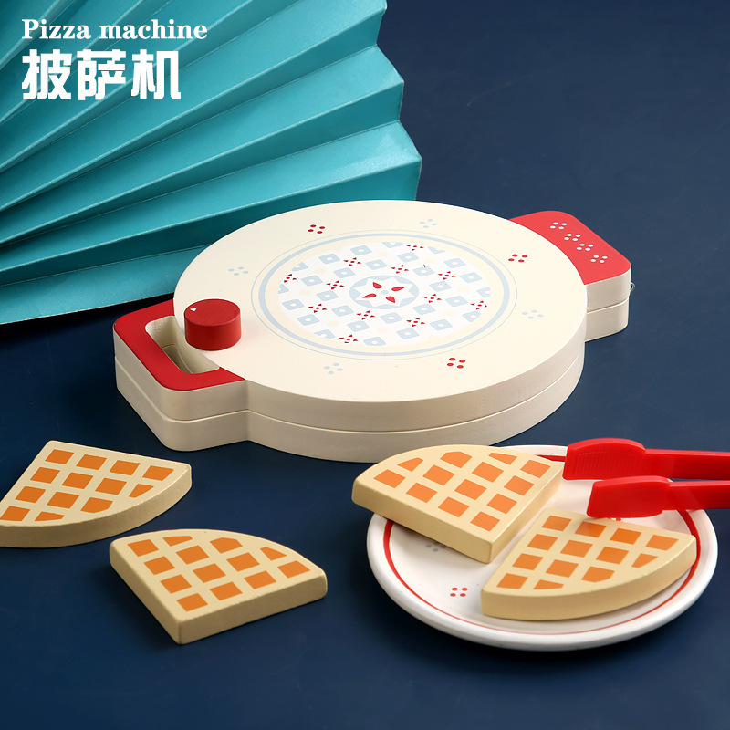 Picture of Wooden Simulation Tea Set Coffee Machine Bread Machine Set Kindergarten Kitchen Role-playing Playhouse Educational Toys