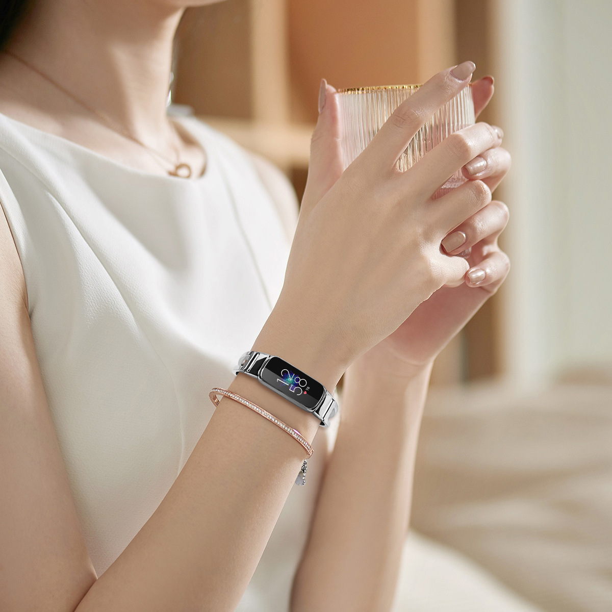 Picture of New Metal Smart Watch Band for Fitbit Luxe Alloy Bracelet Strap Steel Band Sports Wristband