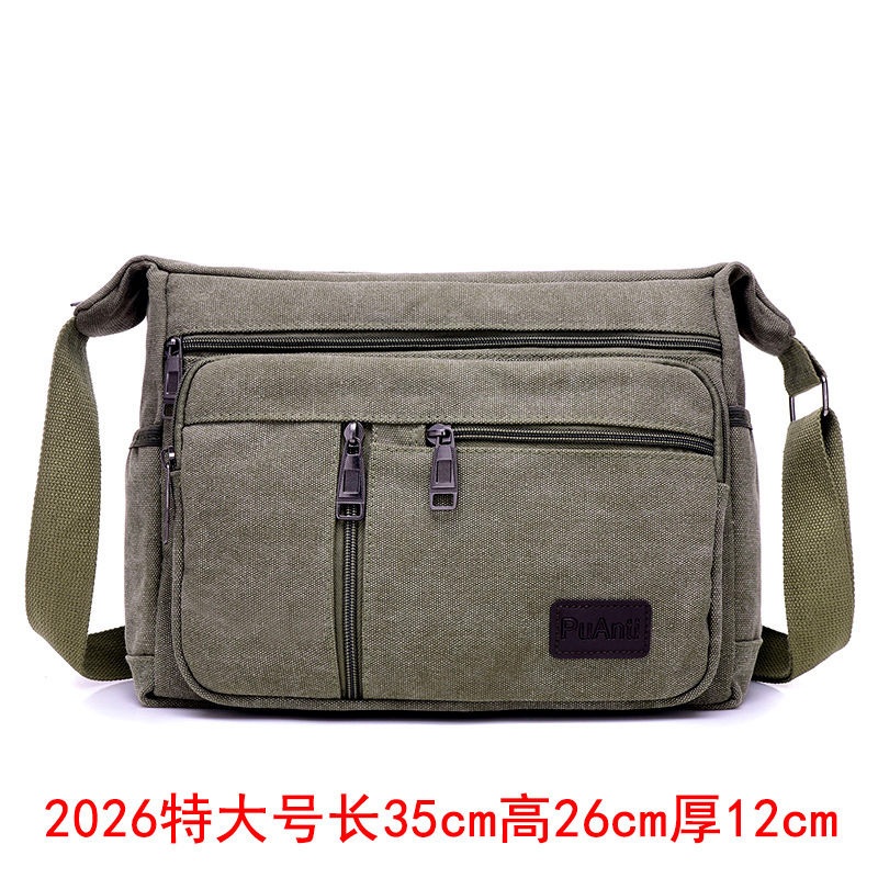 Picture of Canvas Bag Men's Shoulder Bag Casual Canvas Straddle Bag Student Satchel Multi-Layer Bag Factory Direct Printable