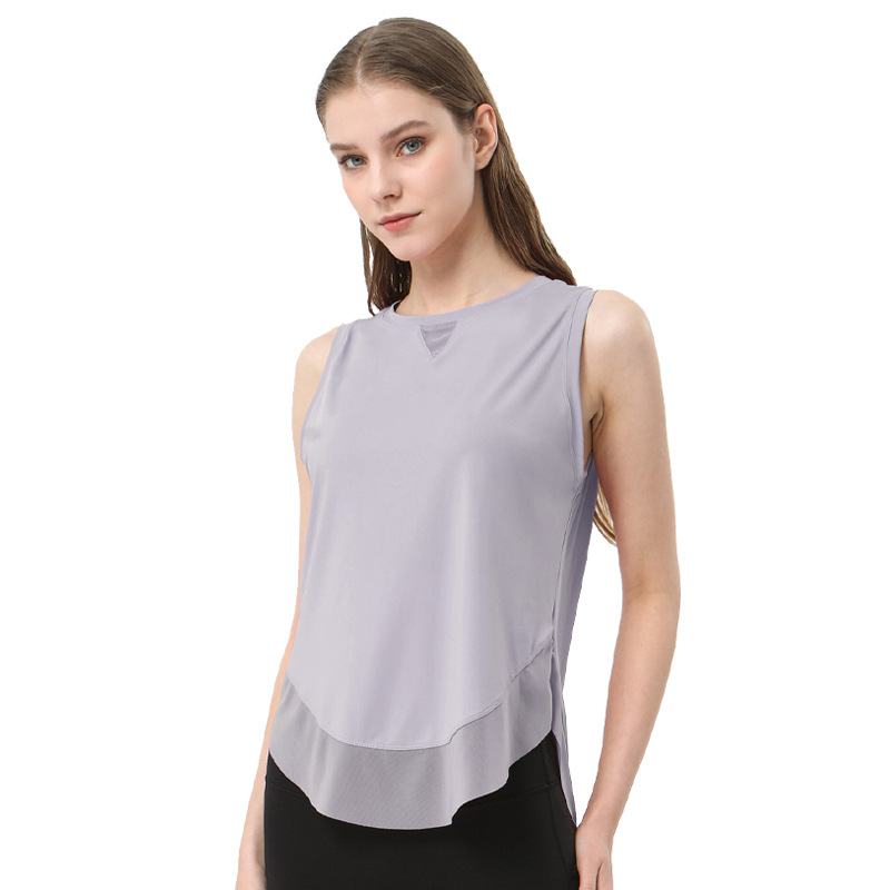 Picture of 2023 Spring and Summer New Yoga Top Women's Mesh Stitching Quick-drying Running Vest Ice-feeling Fitness Tight-fit