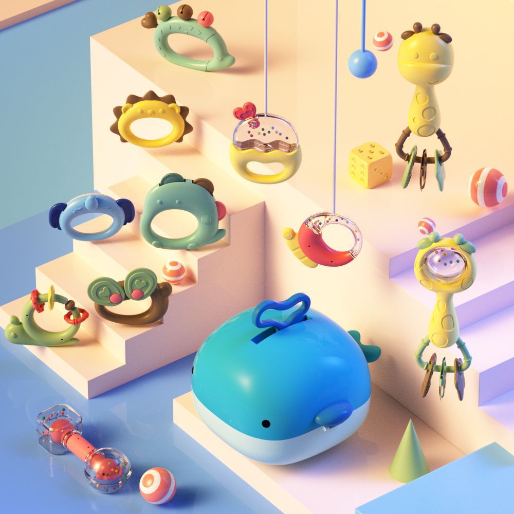 Picture of Newborn baby hand bell toy 0-1 year old baby puzzle early education boiled grit 3-6 months baby wholesale