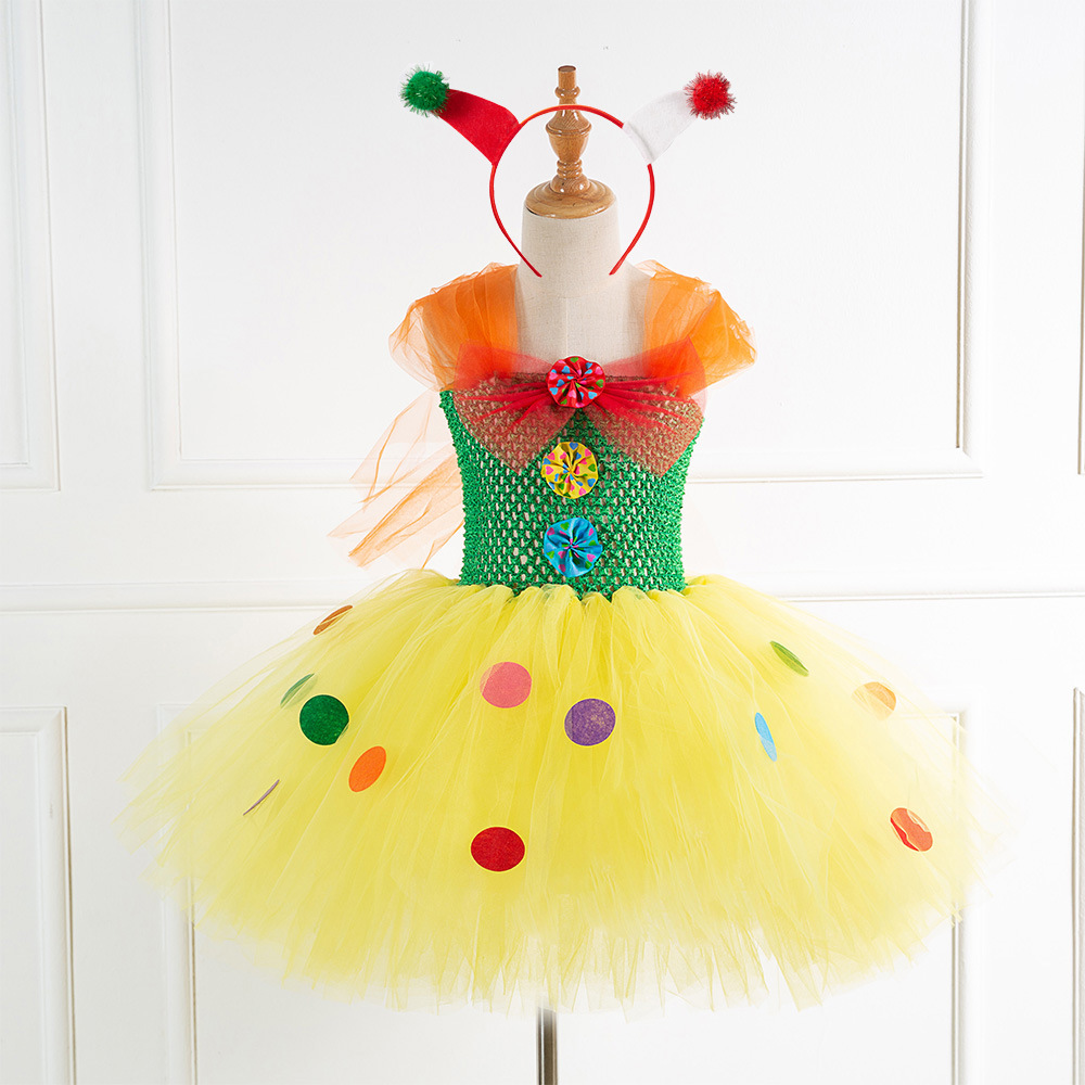 Cross-Border Christmas Small Disc Girls' Dress, Cute Short Tutu Skirt, Children's Dress, Foreign Trade Princess Dress