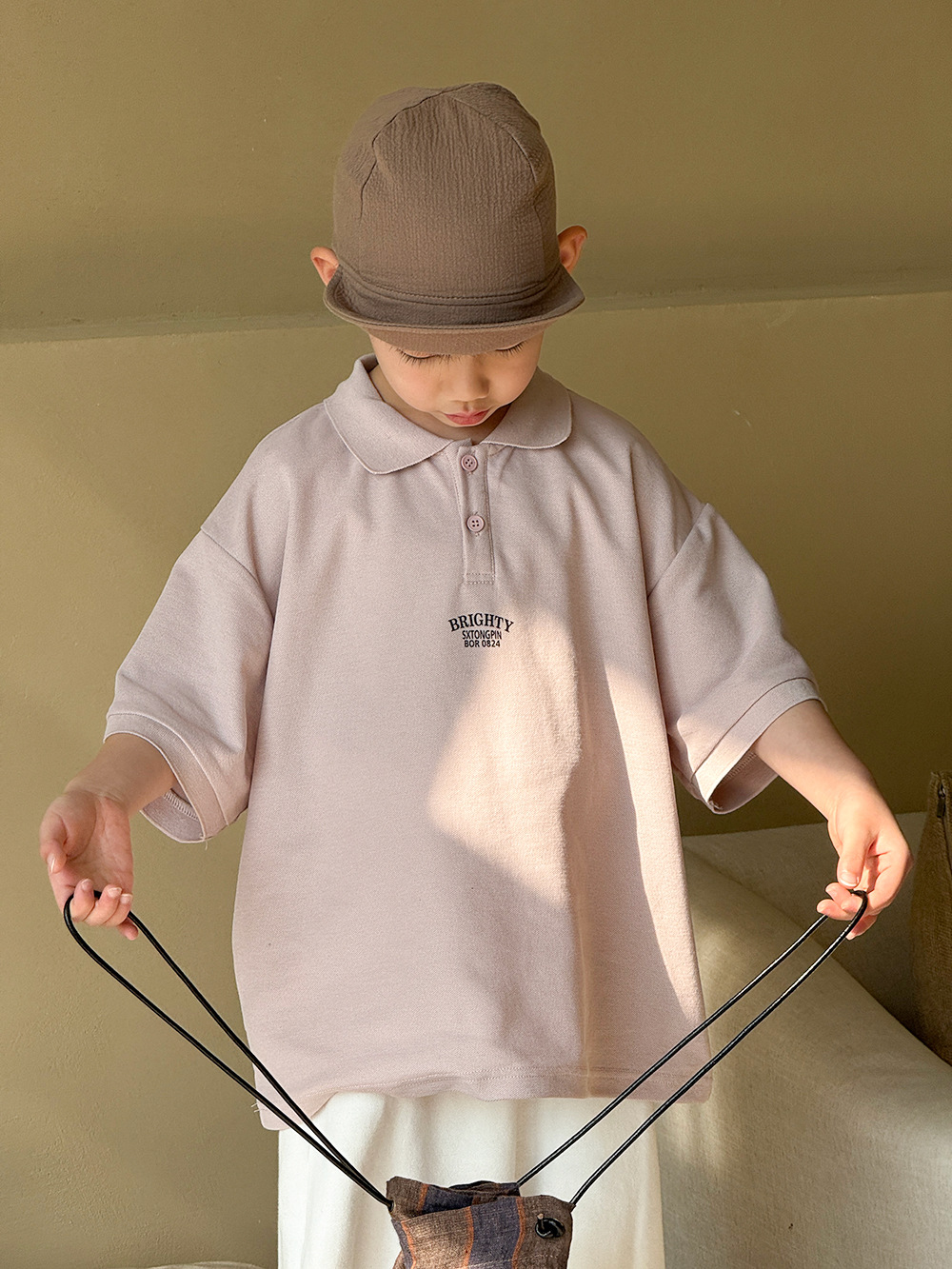 Picture of South Korea Children's Wear Boys' Polo Shirt 2025 New Children's Korean-style All-match Short-sleeved T-shirt Girls Small and Medium-sized Children's Summer T