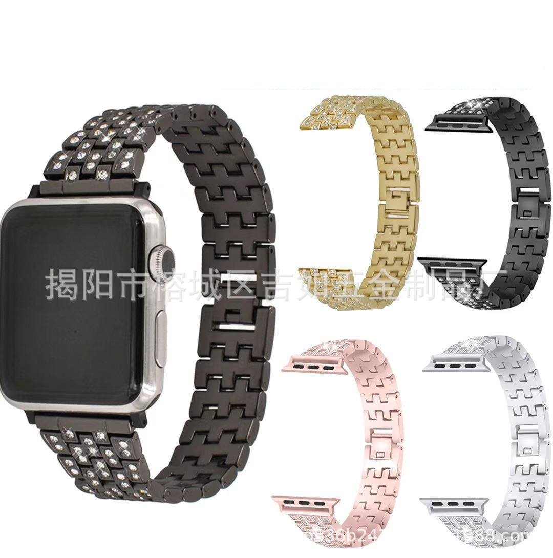 For Samsung S3 Huawei GT2 Applewatch8 five beads full diamond strap iWatch Apple alloy strap