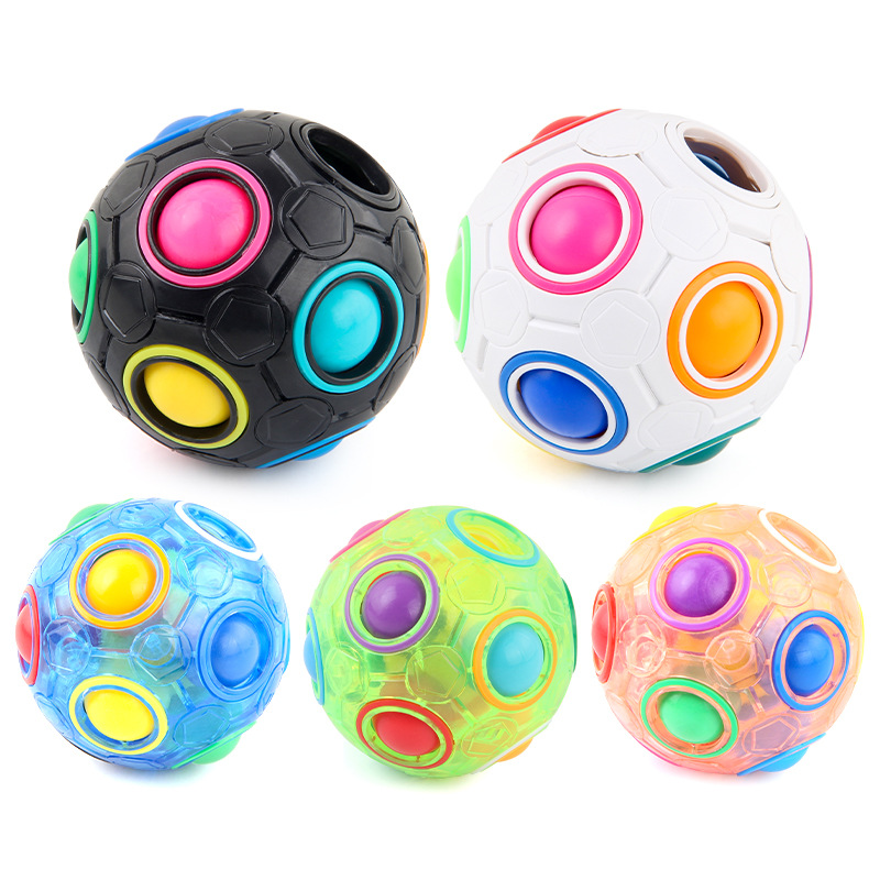 Picture of Cross-border Amazon Rainbow Ball Decompression Spinning Top Children's Educational Round Twelve-hole Mixed Color Magic Ball Toy
