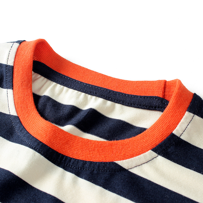 Picture of Summer children's clothing Korean new boys short sleeve T-shirt girls knitted striped label top children's short sleeve wholesale