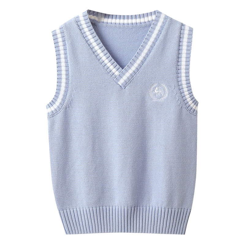 Children's Knitted Vest College-style Sweater Vest Student Stylisch Pullover Vest Girls Boys White Waistle