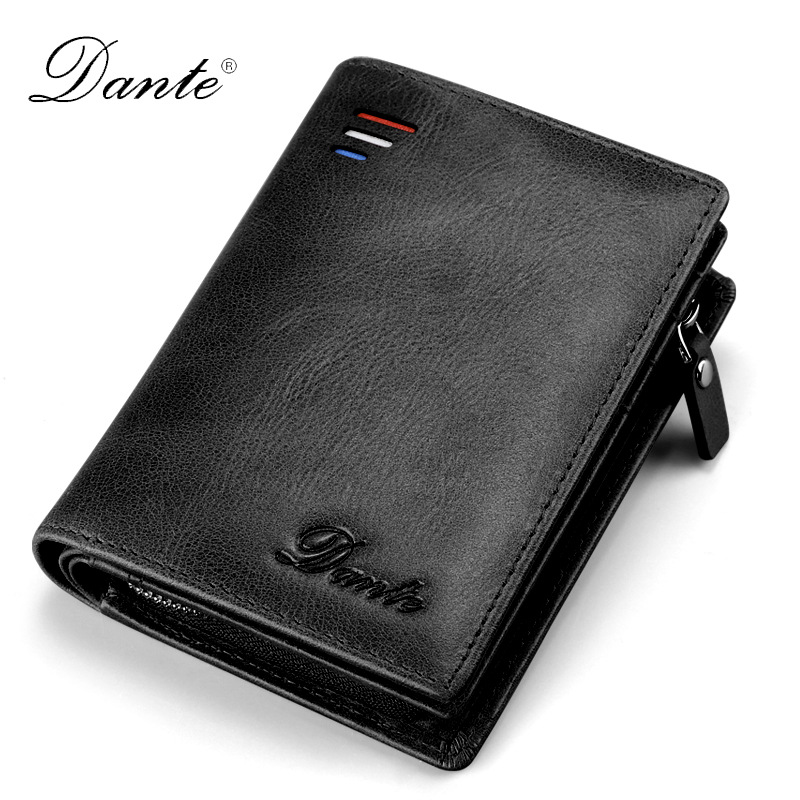 Picture of Dante Men's Wallet Short RFID Anti-theft Brush Change Zipper Wallet Large Capacity Card Bag Japanese and Korean Foreign Trade