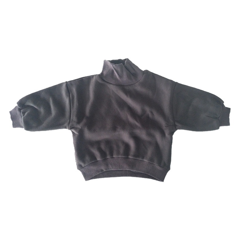 Winter New Men's and Women's Children's Wear Korean Style Top Loose Shoulder Slip Simple Western Style Solid Color High Collar Fleece Sweater Trendy 3