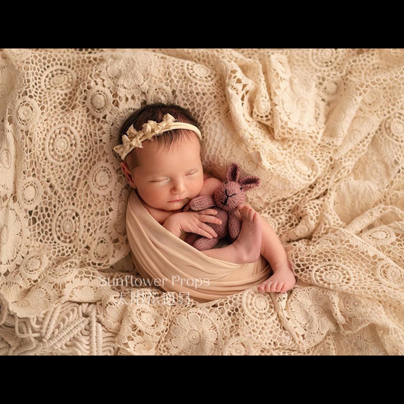 Picture of Lace Hollow Cotton Background Cloth Blanket Carpicnic Mat Home Newborn Photography Props Tablecloth