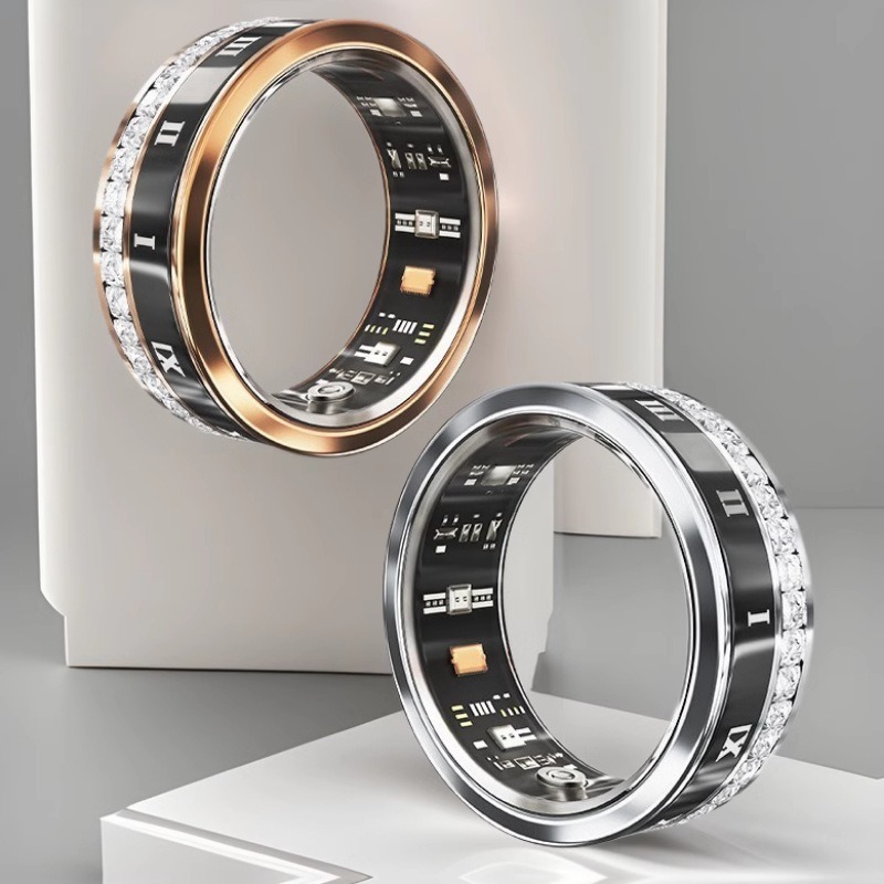 V2 diamond smart ring titanium steel ring men's and women's personalized wedding ring jewelry bluetooth waterproof step sleep heart rate