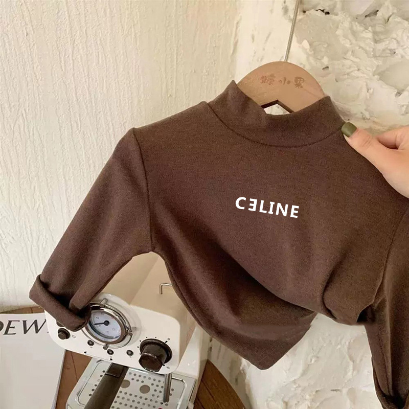 Picture of German velvet children's versatile high collar warm bottoming shirt autumn and winter children's clothing fun cute small and medium-sized children's long sleeve T-shirt top