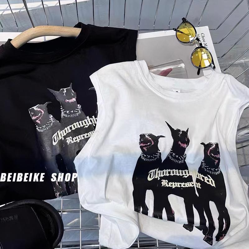 Cotton Children's T-shirt Vest 2024 Summer New Korean Printed Sleeveless Boys' Vest Trendy Top