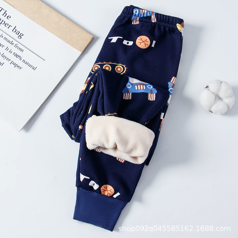 Picture of Children's Warm Pants Fleece-lined Thickened Boys' and Girls' Autumn and Winter Pants Baby's Inner Wear Children's Sleeping Pants Leggings