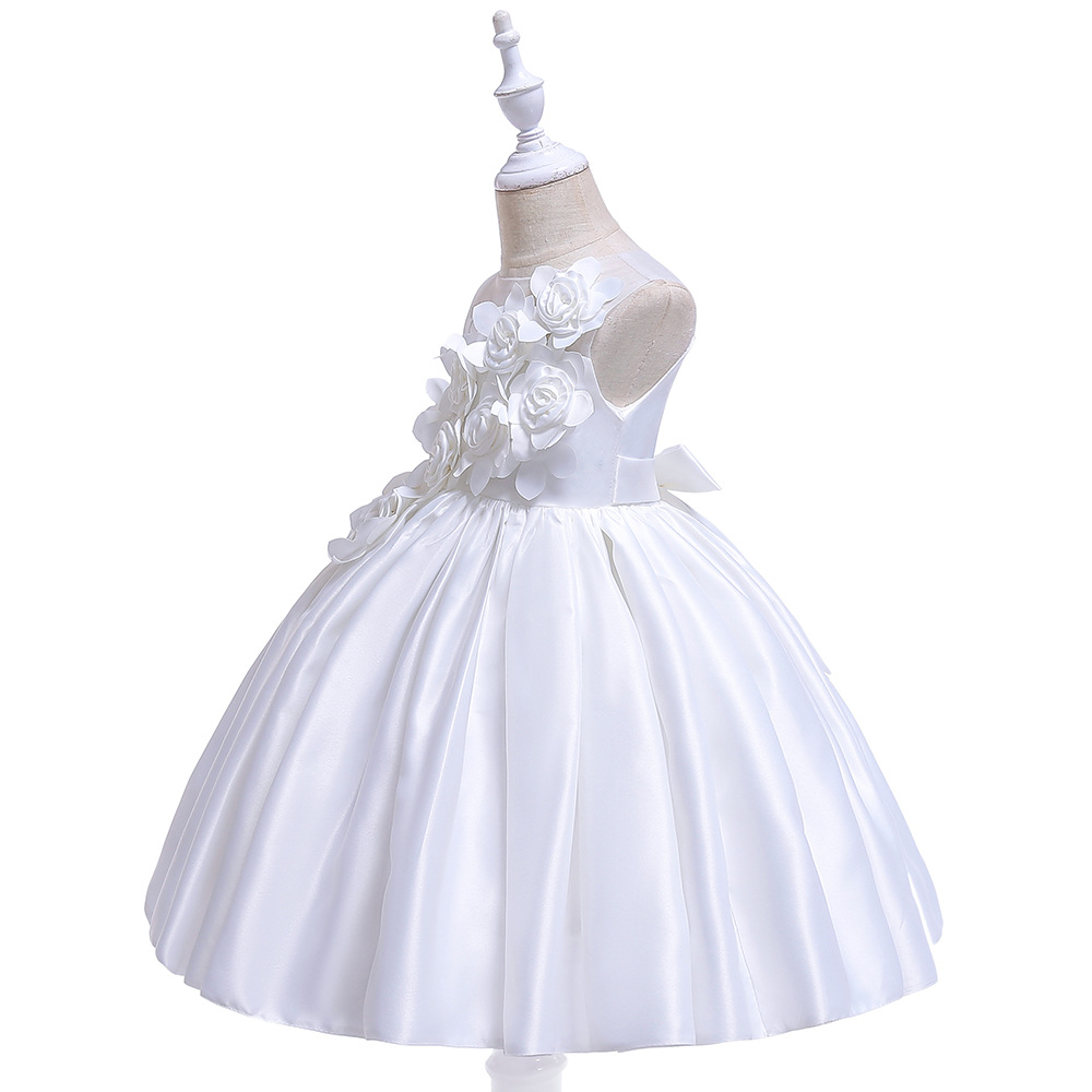 Picture of 2024 cross-border children's mesh tube chest three-dimensional flower host performance dress princess dress forged cloth solid color