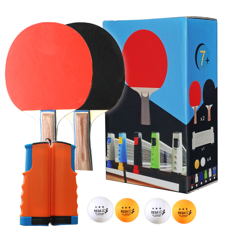 Picture of Cross-border hot sale REGAIL boxed table tennis telescopic net set 2-beat 4-ball table tennis racket Net Set