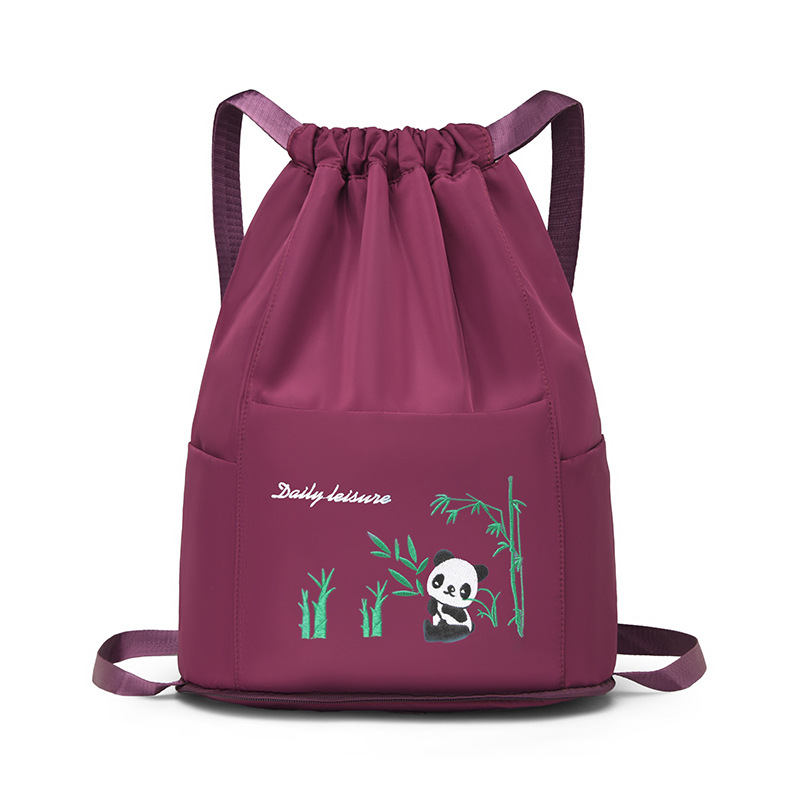 Picture of Drawstring Girdle Portable Foldable Large Capacity Embroidery Bag Backpack Dry and Wet Separate Bag Portable Shopping Bag