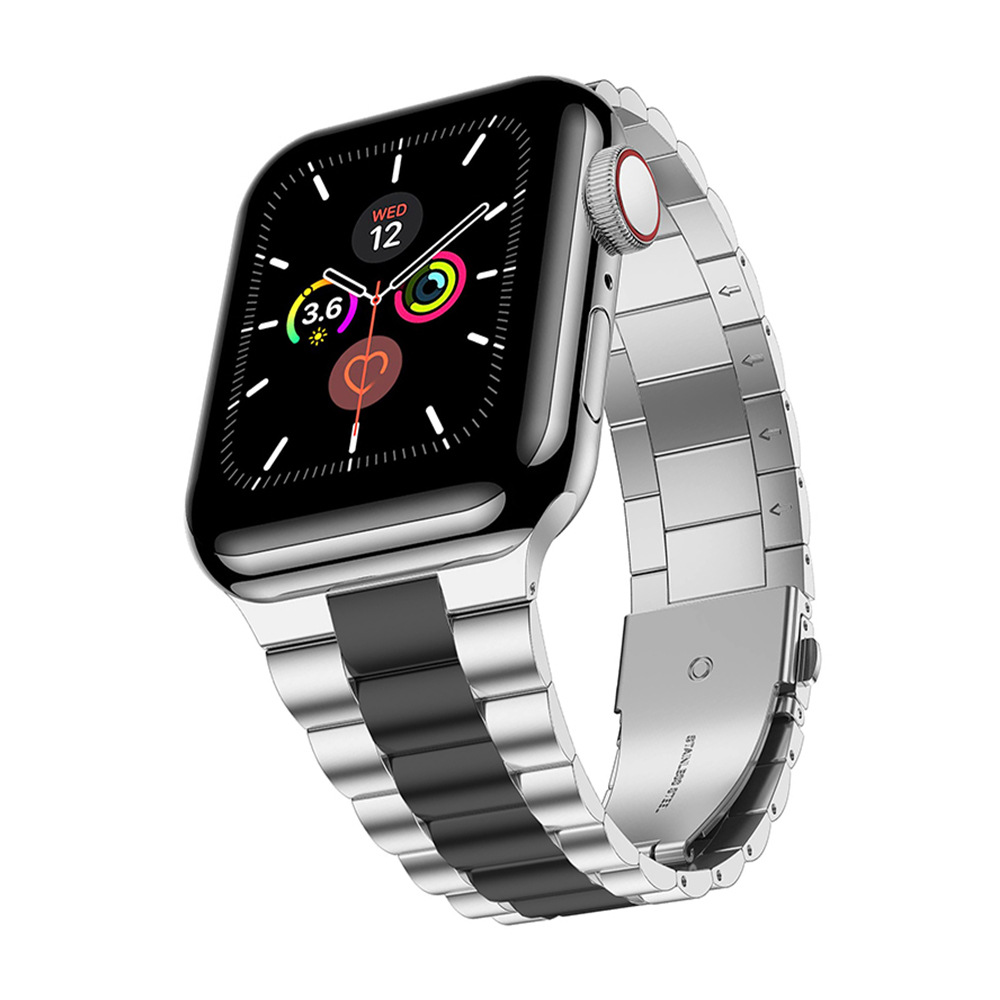 Picture of Suitable for Apple Watch S10 Stainless Steel Thin Metal Three-Bead Integrated Strap