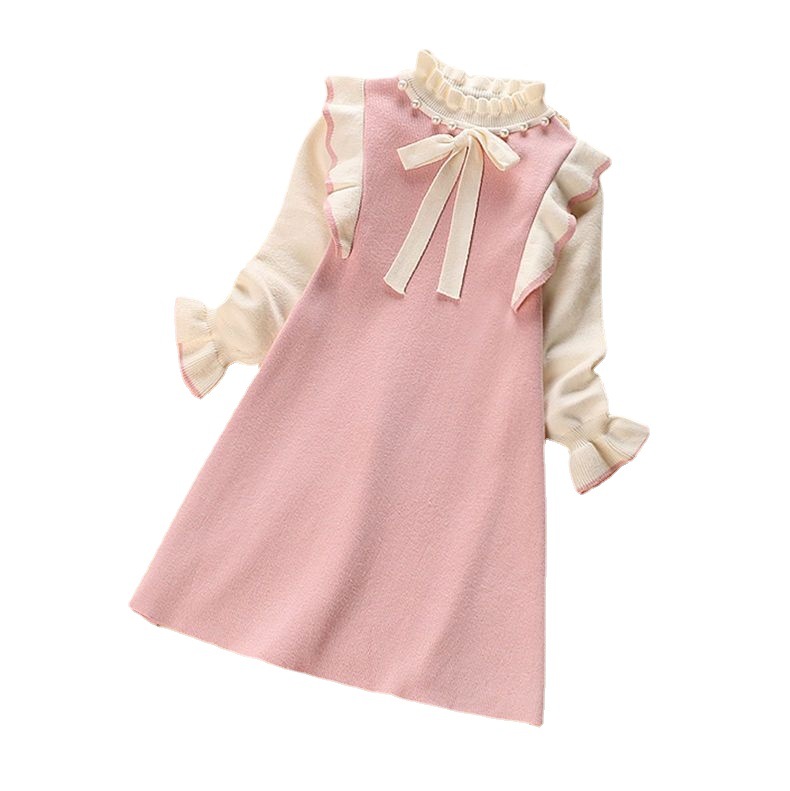 Picture of Children's Pearl sweater dress Western style preppy style princess dress Autumn New Girl's Chanel style knitted dress