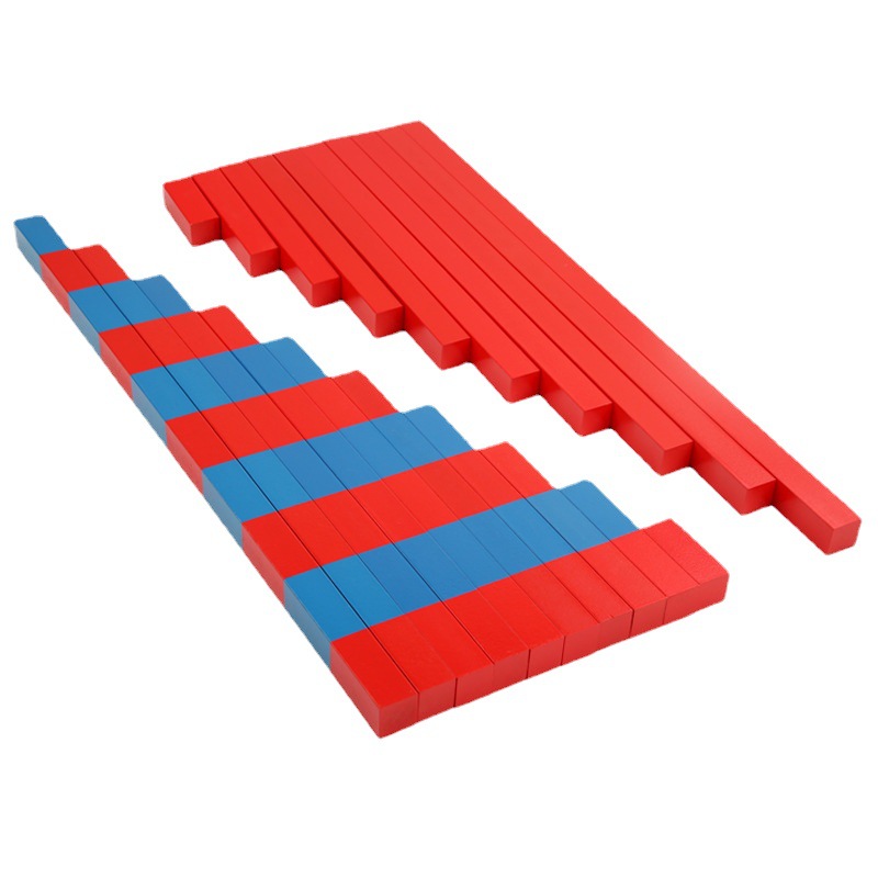 Picture of Wooden Enlightenment Early Education Mathematics Red and Blue Small Wooden Stick Kindergarten Uncle Color Cognitive Educational Toy Building Block Puzzle