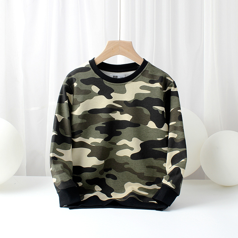 Picture of Children's Clothing Spring and Autum Korean Style New Boys' Long-Sleeved Sweatshirts Medium and Large Kidsren's Terry Pure Color Bottoming Shirts Kidsren's Sweatshirts
