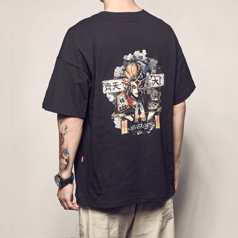 Picture of Summer Luffy Printed Short-sleeved T-shirt Men's Extra Large Size Loose Half-sleeved Couple's Fat Trendy Brand T-shirt