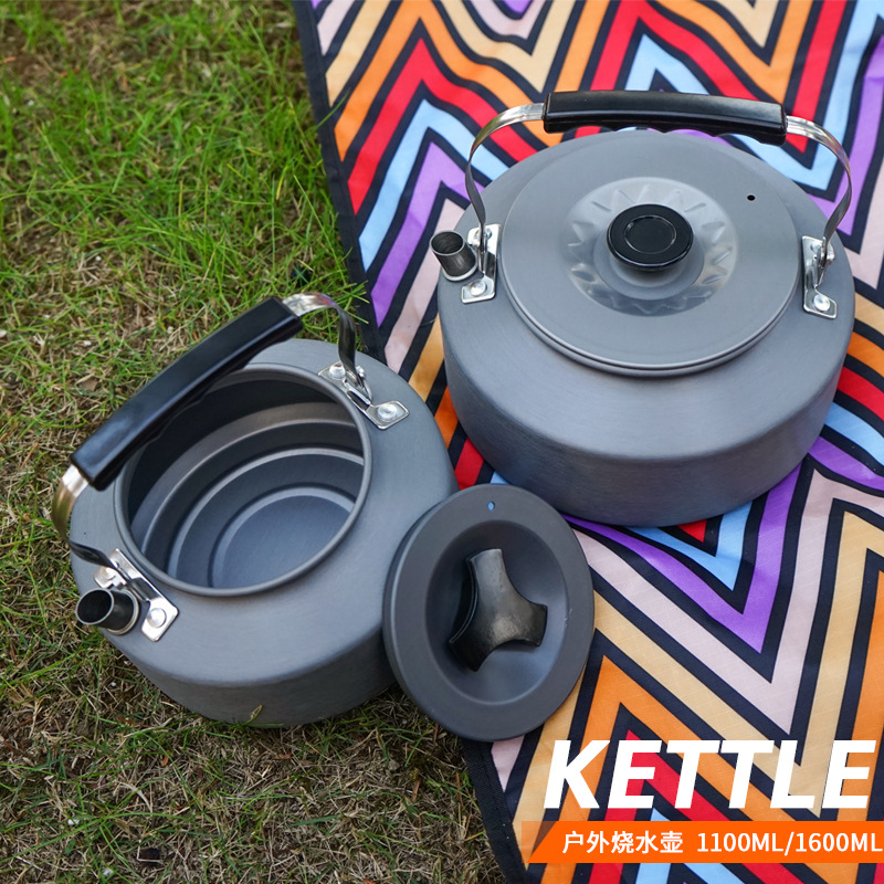 Picture of Outdoor Kettle Set Pot Outdoor Teapot Camping Aluminum Alloy 1.6L Large Capacity Coffee Pot Portable Kettle