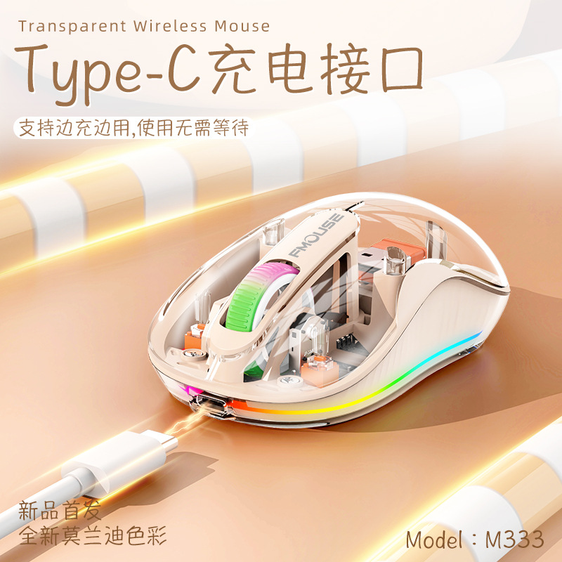 Picture of Cross-border M333 Bluetooth wireless three-mode luminous game notebook business office game wireless mouse TYPE-C