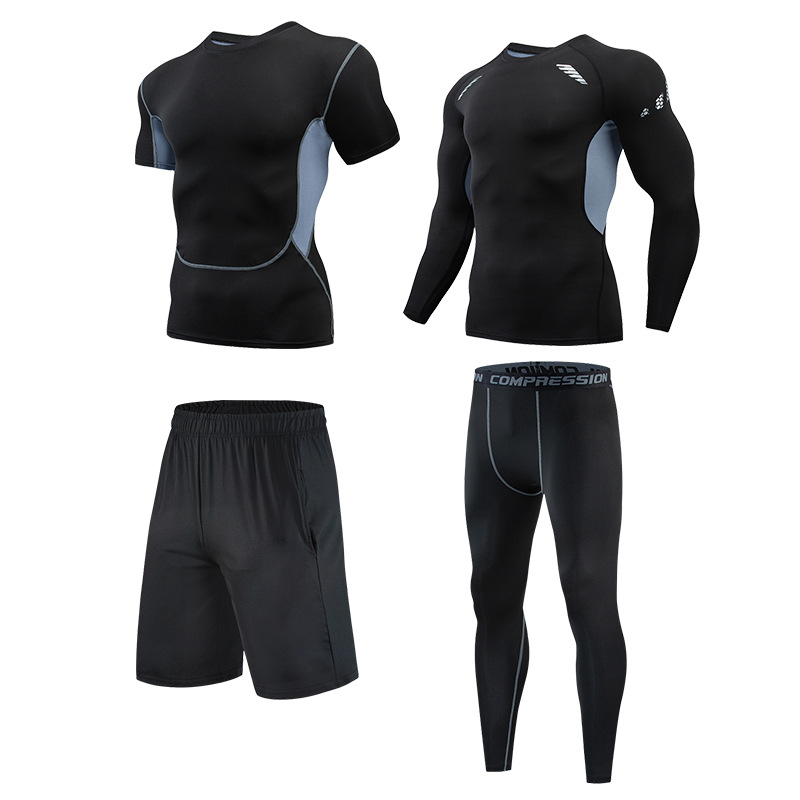 Picture of Fitness Clothes Running Clothes Men's Summer Ice Silk Quick-drying Clothes Equipment Training Hall Long-sleeved Physical Fitness Sportswear suit