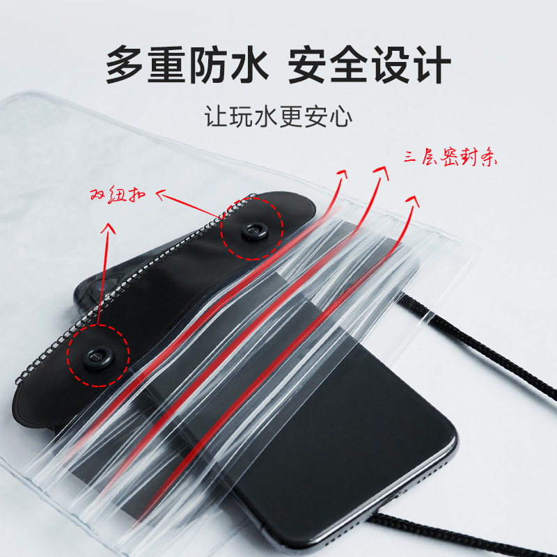 Picture of Large Mobile Phone Waterproof Case Transparent Waterproof Mobile Phone Bag Rider Takeout Special Touch Screen Rechargeable Mobile Phone Waterproof Bag