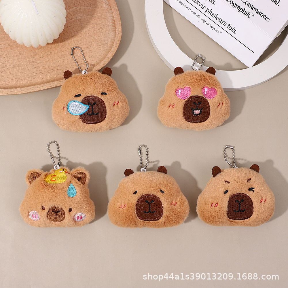 New Cute Sleepy Nose Capybara Squeaky Plush Pendant Expression Bag Capibala Bag Hanging Ornaments Wholesale