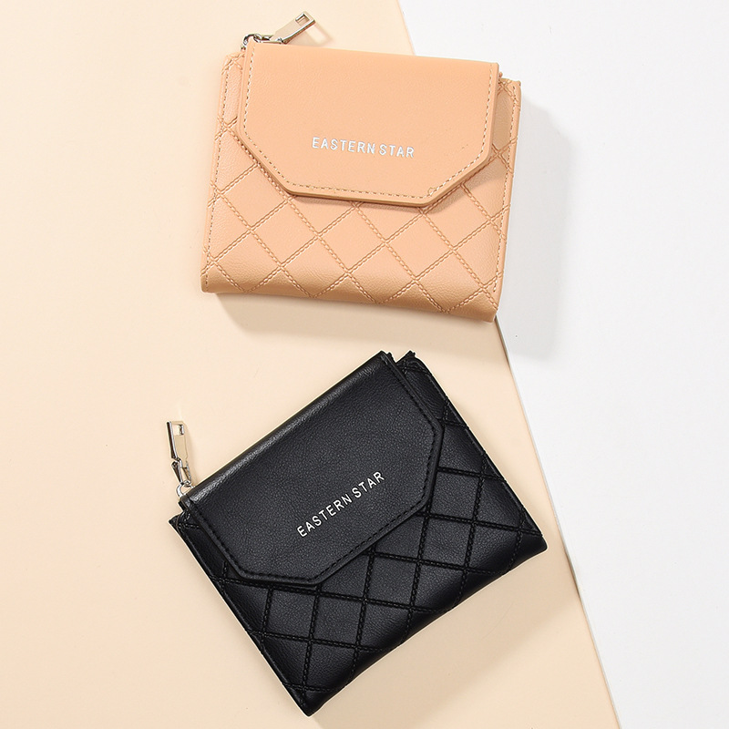 Picture of New Multifunctional Wallet Women Card Bag PU Coin Purse Women's Thin Fashionable Rhombic Short Women's Trendy Wallet