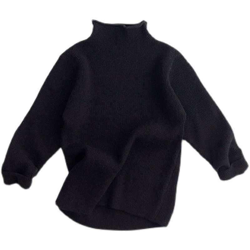 Picture of [in stock children's turtleneck sweater boys and girls semi-turtleneck thin sweater baby core-spun yarn soft elastic