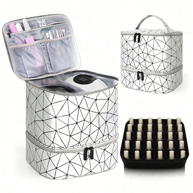 Amazon new nail polish double layer cosmetic bag storage bag can hold 30 bottles of large capacity multi-function storage bag