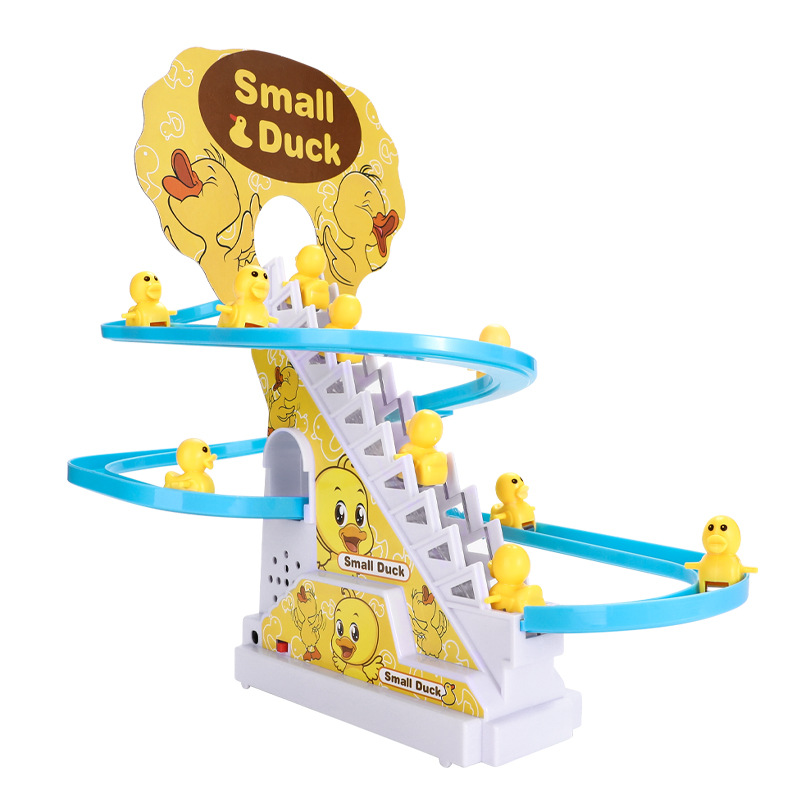 Picture of Children's Little Yellow Duck Slide Slide Electric Little Duck Climbing Stairs Stitching Track Shake Tone Educational Internet Popular Same Toy