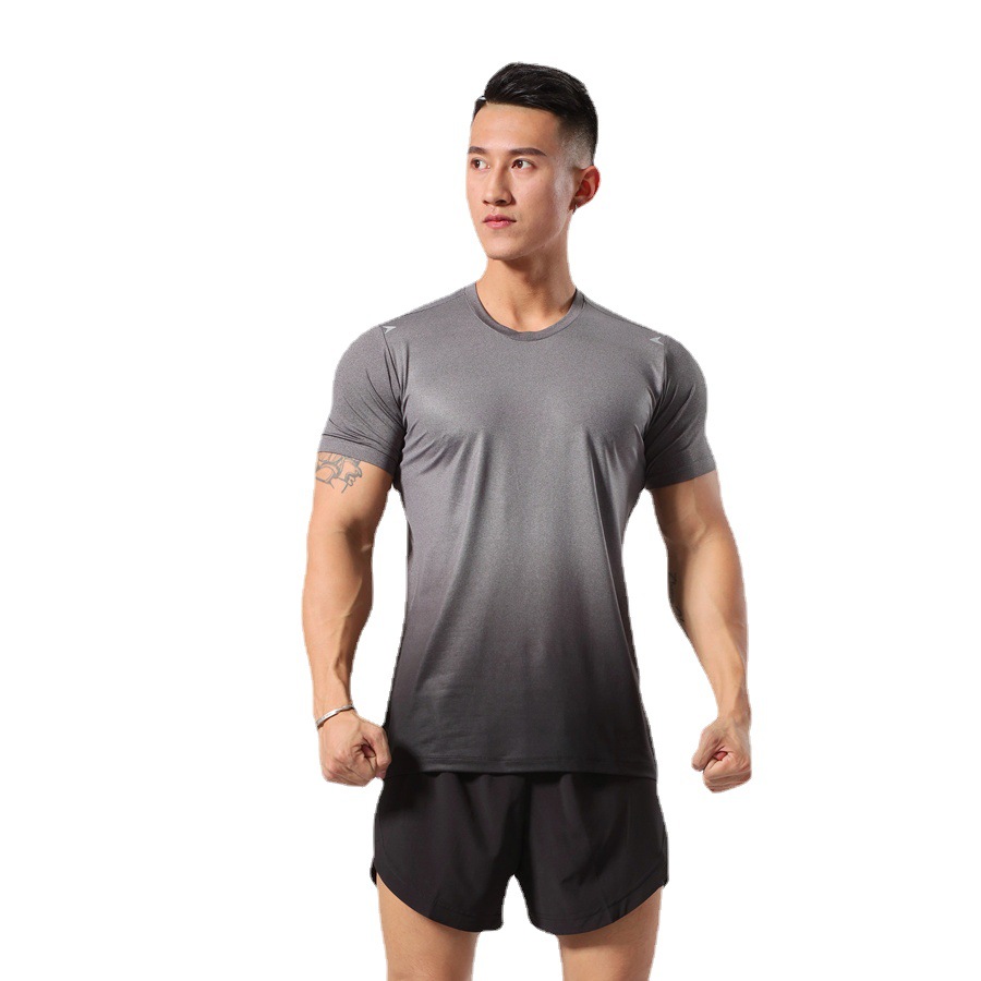 Picture of Gradient Color Training Round Neck Men's Milk Silk Summer Digital Running T-shirt Slim-fit Quick-drying Sports Top for Men