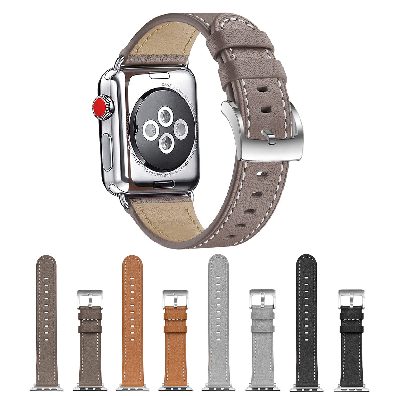 Suitable for Apple Watch Strap Apple Watchs10 Anti-Scratch Genuine Leather Fashion Strap New Men's and Women's Strap