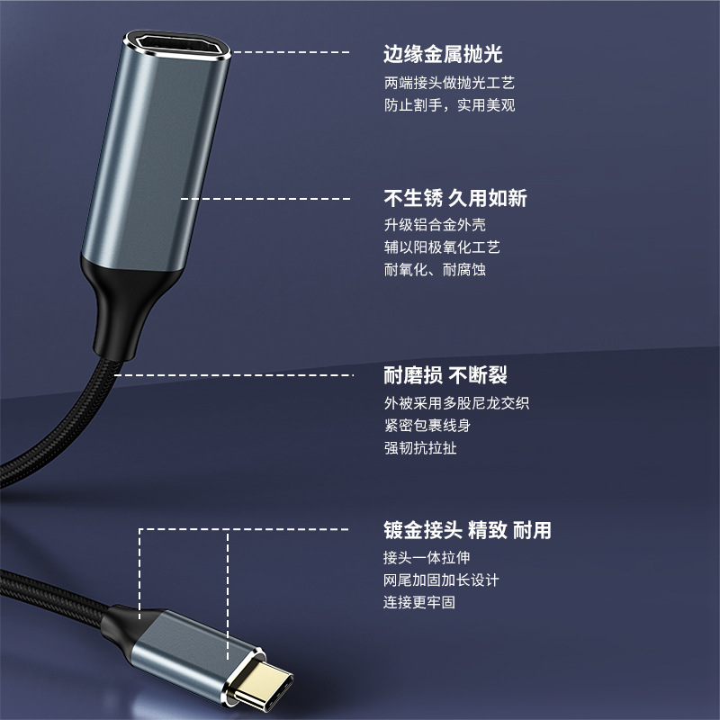Picture of Cross-border type-c to hdmi adapter 4K notebook computer converter screen converter mobile phone wired screen converter