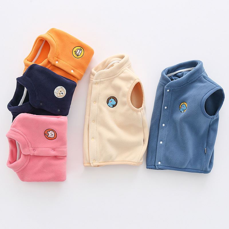 Picture of Men's and women's baby vest inside and outside wear vest polar fleece double-sided fleece-lined waistcoat thickened autumn and winter children's warm vest
